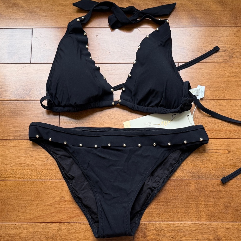 Gottex Black Bikini with Rhinestones Accents
